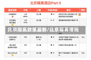 北京隔离政策最新/北京隔离措施