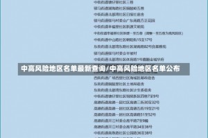 中高风险地区名单最新查询/中高风险地区名单公布