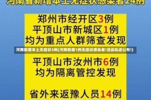 河南新增本土无症状3例(河南新增1例无症状感染者!活动轨迹公布!)