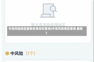 中高风险地区最新名单实时查询(中高风险地区查询 最新)