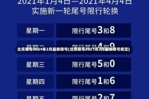 北京限号2021年2月最新限号(北京限号2021年2月最新限号规定)