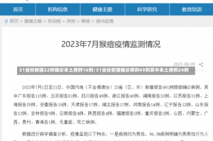 31省份新增22例确诊本土病例16例/31省份新增确诊病例49例其中本土病例24例