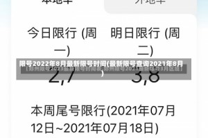 限号2022年8月最新限号时间(最新限号查询2021年8月)