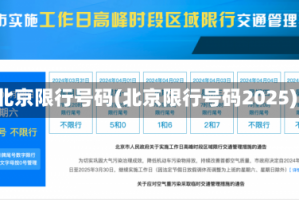 北京限行号码(北京限行号码2025)