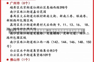 【上海中高风险地区名单最新,上海中高风险地区实时查询】