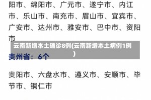 云南新增本土确诊8例(云南新增本土病例1例)