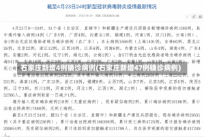 石家庄新增4例确诊病例(石家庄新增47例确诊病例)