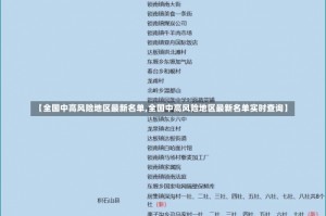 【全国中高风险地区最新名单,全国中高风险地区最新名单实时查询】