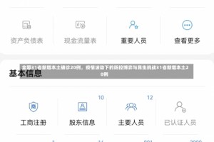 全国31省新增本土确诊20例，疫情波动下的防控博弈与民生挑战31省新增本土20例