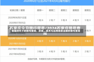 智能时代下的限号查询，政策、技术与应用场景全解析限号查询