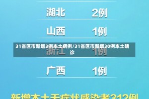 31省区市新增3例本土病例/31省区市新增30例本土确诊