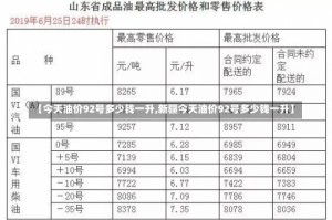 【今天油价92号多少钱一升,新疆今天油价92号多少钱一升】