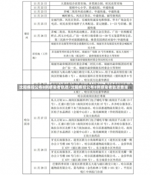沈阳疾控公布8例感染者轨迹/沈阳疾控公布8例感染者轨迹查询-第1张图片