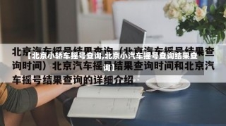 【北京小轿车摇号查询,北京小汽车摇号查询结果查询】-第1张图片