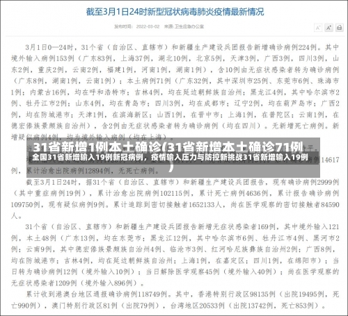全国31省新增输入19例新冠病例，疫情输入压力与防控新挑战31省新增输入19例-第2张图片