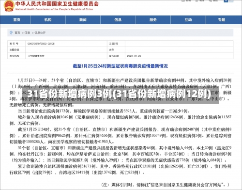 31省份新增病例3例(31省份新增病例12例)-第1张图片