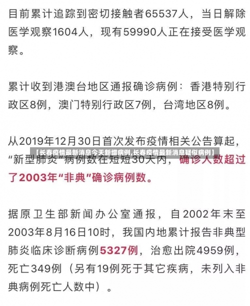 【长春疫情最新消息今天新增病例,长春疫情最新消息疑似病例】-第1张图片
